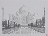 pencil drawing of the taj mahal in india