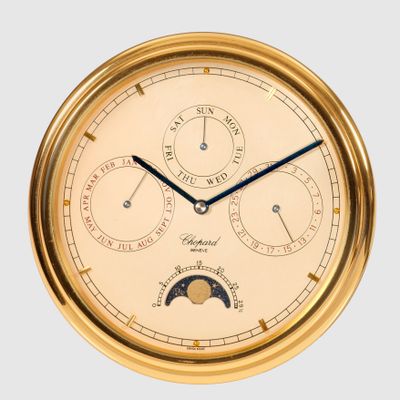Tischuhr von Chopard Messing vergoldet. Montre ronde et prof…