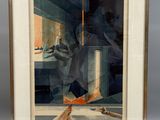 tableau représentant un homme assis sur une chaise dans une pièce, près d'une fenêtre