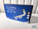 the box is open on the white table with a blue background