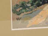a picture of a painting of a woman walking down a hill