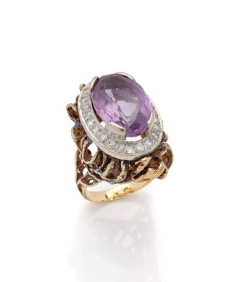 an amethorate and diamond ring, by van cleef