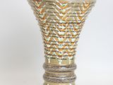 silver and gold vase on white background with white background