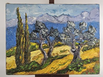 Jean CABOI (né en 1935) "Vue d'un paysage montagneux provenç…