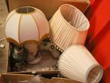 a box with three lamps and a lamp shade in it
