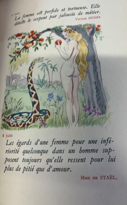 a picture of a book with a picture of a woman and a snake