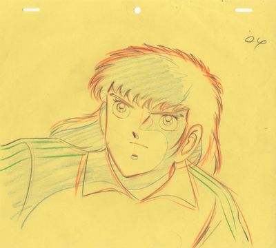 dessin représentant un homme aux cheveux longs et portant des lunettes, sur fond jaune