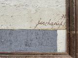 an image of a picture of a painting on a wall with writing on it