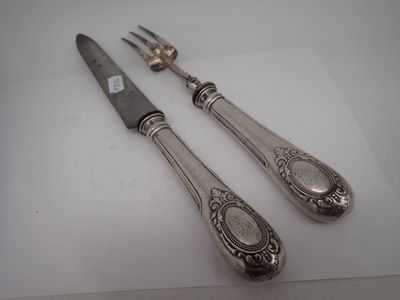 Service à découper manche argent fourré (chocs) - Photo 1