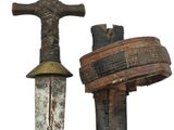 two old swords that are next to each other on a white background