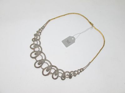 collier à maillons baguette monture or 750°/°° deux tons, … - Photo 1