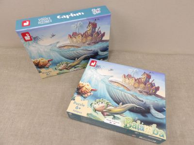 puzzle box with a picture of a whale and a turtle in the ocean