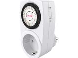 an image of a white plug with a black and white clock