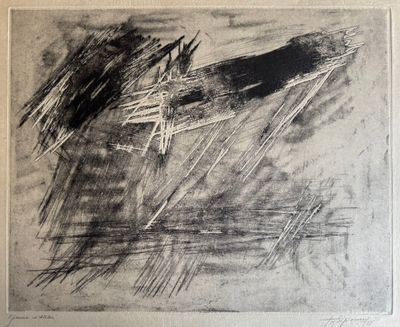 dessin représentant un dessin en noir et blanc d'un bateau sur un plan d'eau