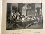 an old picture of a group of people sitting at a table