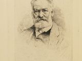 a black and white drawing of a man with a beard
