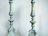 pair of antique cast iron candlesticks