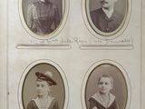 an old photo of a group of people in formal clothing