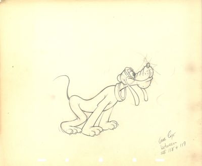 un vieux dessin représentant un chien de bande dessinée coiffé d'un chapeau