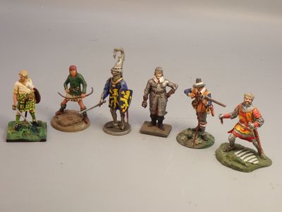 Figurines d'artistes - Moyen-Age - 54 mm, réunion de 6 solda…