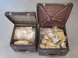 deux bagages ouverts posés par terre