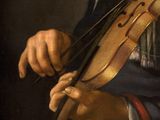 painting of a man holding a violin in his right hand