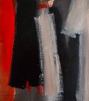 une peinture à l'huile représentant un homme et une femme debout l'un à côté de l'autre