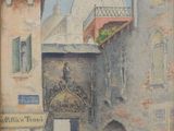 un tableau représentant un bâtiment surmonté d'un dôme