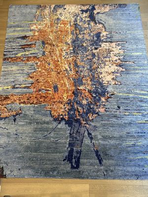Tapis moderne noué main en soie bambou, couleur bleue 300 x …