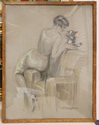 a drawing of a nude woman sitting on a couch