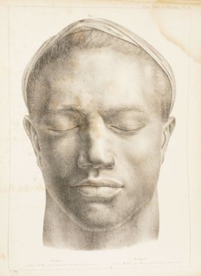 dessin représentant la tête d'un homme aux yeux fermés