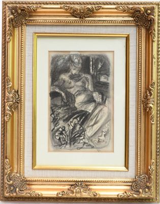 l'image d'un dessin représentant une femme assise sur une chaise