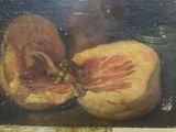 a painting of a piece of fruit on a table