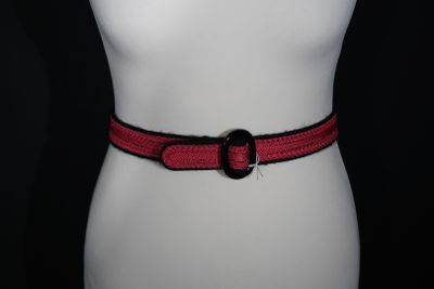 YVES SAINT LAURENT Ceinture passementerie noire et galons ro…