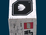 a white box with a black and white logo on it