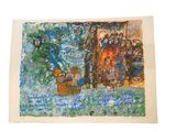 a drawing of a group of people in a field