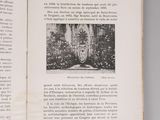 an open book with a picture of a man in a garden