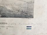 a drawing of a man riding a horse in a field