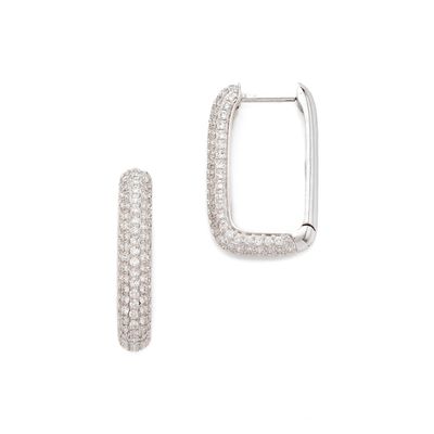 PAIRE DE CRÉOLES de forme rectangulaire pavée de diamants ro…