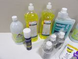 many different types of hand sanitizers on the counter