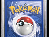 the card is in a clear plastic case with a pokemon logo on it