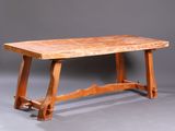 an image of a wooden table on a grey background
