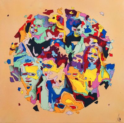 an image of a painting of a group of people in a circle