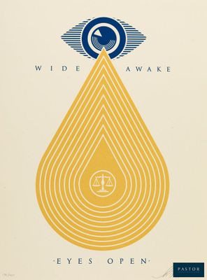 une image représentant une affiche avec une larme jaune et un œil bleu
