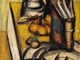 a painting of a still life with a fish on a table