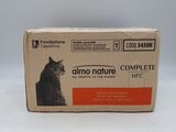 a box of cat food sitting on a white surface