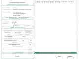 a green and white document with a picture of a person ' s name