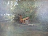 une image d'un tableau représentant un bateau sur l'eau