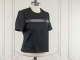 black t - shirt with black leather belt