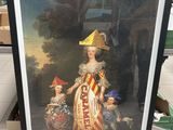 tableau représentant une femme et deux enfants vêtus de costumes d'apparat